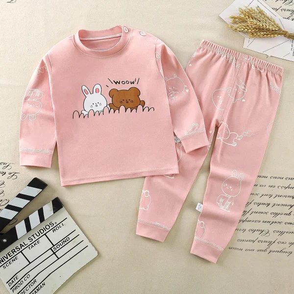 Trendy Design Cartoon Underwear Set For Kids Spring Clothing Long Sleeve Pajamas Baby Home Clothes Boys 4