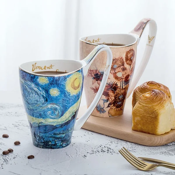 Van Gogh Vincent Les Tournesols Sunflowers Golden Mug Gilded Mug Coffee Mug Milk Cup Gilding Porcelain 2