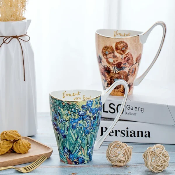 Van Gogh Vincent Les Tournesols Sunflowers Golden Mug Gilded Mug Coffee Mug Milk Cup Gilding Porcelain