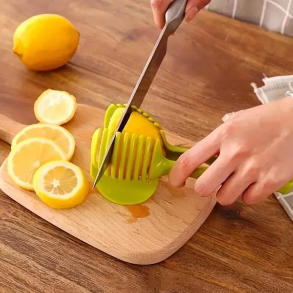 Vegetable Fruit Slicer Handheld Multifunctional Fruit Slicer Lemon Slicer Holder Round Fruit Pliers Kitchen Tools 4