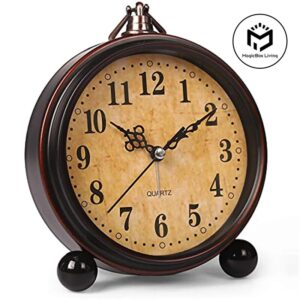 Vintage Hangable Battery Alarm Clock Metal Night Light Super Silent Table Desk Quartz Clock Time For