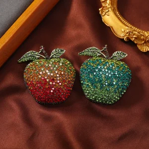 Vintage Luxury Coat Accessories For Court Style Pearl Apple Brooches Fruit Pearl Badges Thanksgiving Christmas Eve