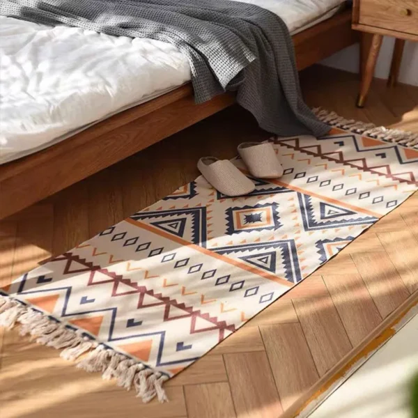 Vintage plaid carpet cotton home weave carpets bohemian rug floor carpet for living room bedroom home 3