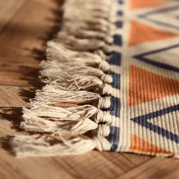 Vintage plaid carpet cotton home weave carpets bohemian rug floor carpet for living room bedroom home 4