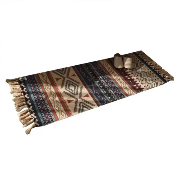 Vintage plaid carpet cotton home weave carpets bohemian rug floor carpet for living room bedroom home 5