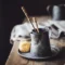 Vintage teapots cups vase for fruit wrought iron kettle home decoration shooting props retro photography props
