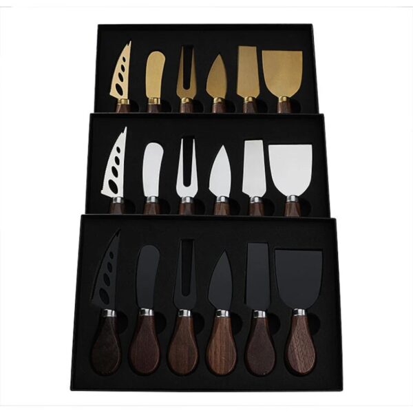 Walnut Handle Boxed Cheese Knife 4 6piece Set Small Fork Cutlery Cream Baking Tool Tableware Set 2