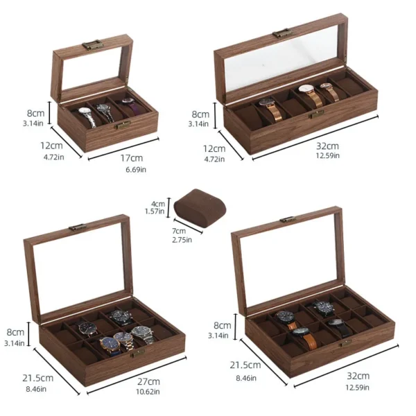 Walnut Wood More Than Receive A Case Wrist Watches Collection Box Display Transparent Display Boxes Watches 1