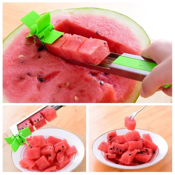 Watermelon Kitchen Gadgets Salad Fruit Slicer Cutter Tool Watermelon Cutter Stainless Steel Windmill Design Cut Kitchen 2