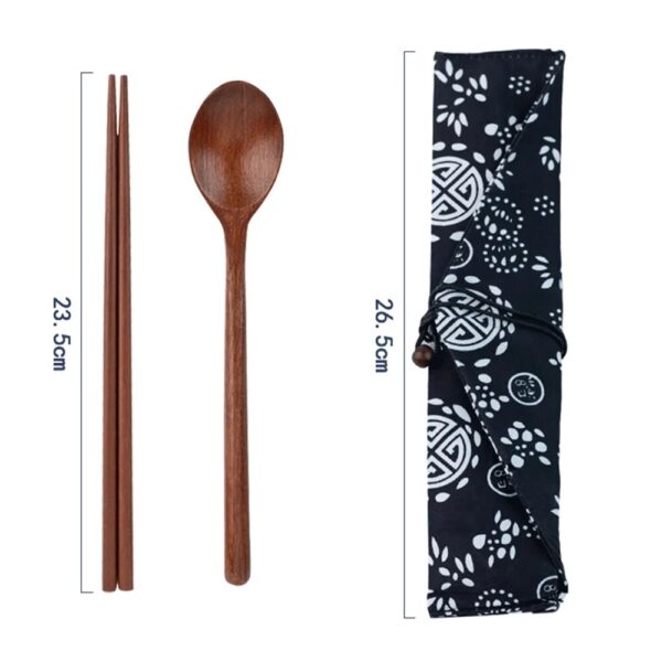 Wooden Chopsticks Spoon Simple Set With Cloth Bag Japanese Sushi Chopsticks Spoon Convenient Outdoor Travel Gift 5