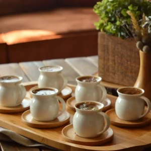 Your Great Design Writes 6 Personality Coffee Team Trendy Modern Design Tea Coffee Cup Set Bamboo