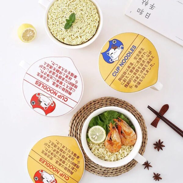 Cat Noodle Cup Bowl Ins Style Creative With Cover Box Student Lunch Box Instant Noodle Soup 2