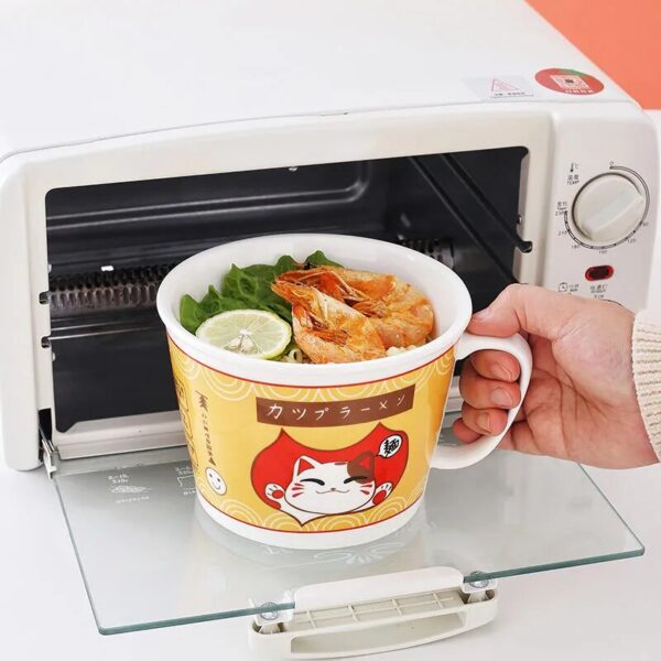 Cat Noodle Cup Bowl Ins Style Creative With Cover Box Student Lunch Box Instant Noodle Soup 5