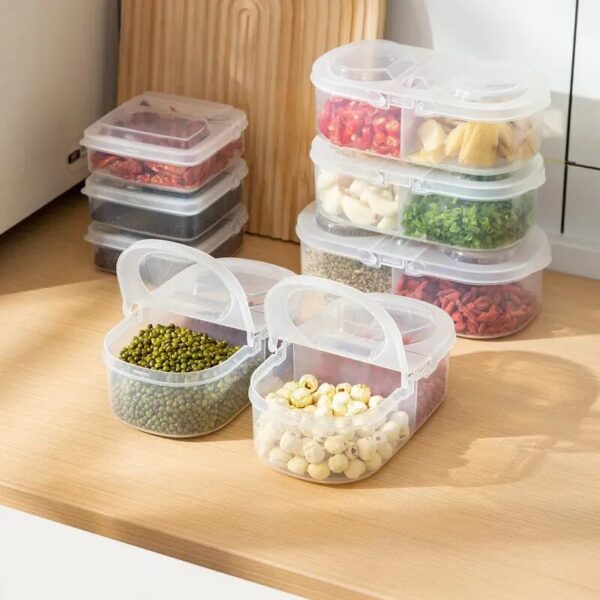 Double Compartment With Lid Food And Fruit Sealed Jarmultifunctional Kitchen Refrigerator Plastic Storage Boxstorage Tool