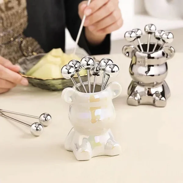 Kf a0770f6a5a131470c95e702d8fbc4b3fbo 6pcs stainless steel dessert forks with storage jar bear fruit fork set cute bear tableware for