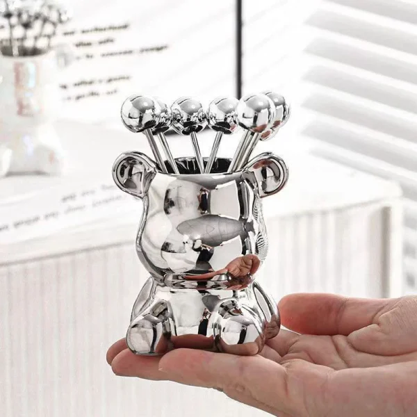 Kf a57c2dc86d40248eeb835ee91c49470c4z 6pcs stainless steel dessert forks with storage jar bear fruit fork set cute bear tableware for