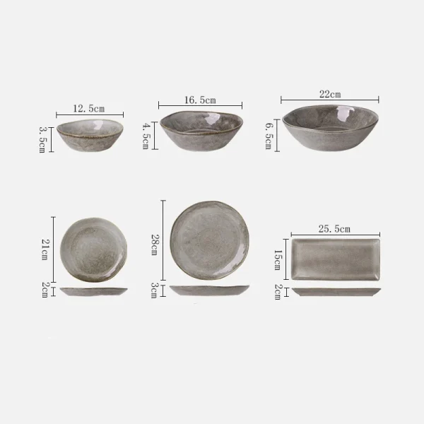 Kf h10ab8967f0584311956b522051dd33ees japanese ceramic dinner plate rice bowl food tray retro gray tableware porcelain fruit salad sushi serving