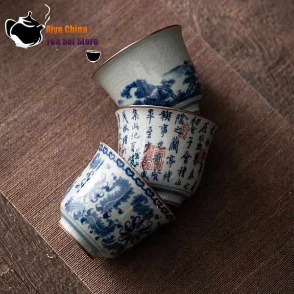 Kf S077c992bb62c442a8dce1d83a87b61efj Antique Blue And White Tea Cup Ceramic Master Cup Large Tea Bowl Single Cup Kung Fu