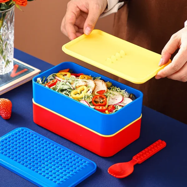 Kf s0c5fb6a3a2b04e758fc10579aeeb38735 diy puzzle toys kids tableware funny fork spoon set children building block toys cartoon steel portable