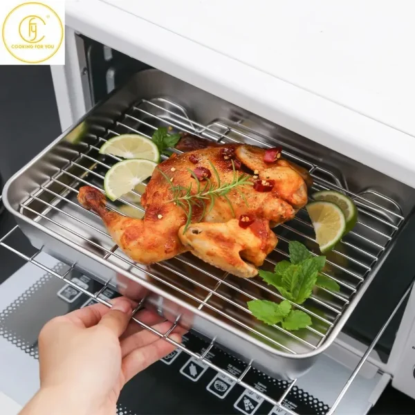 Kf s0db7d647a8184be288396deba348be14z 1pcs thick stainless steel plates with filter mesh and plastic cover for fried food bbq seafood