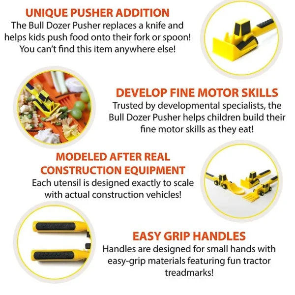 Kf s17a85d087530495f91219b004210acc4h new car bulldozer excavator shovel plate knife fork spoon bpa free children spoon tableware set dinnerware