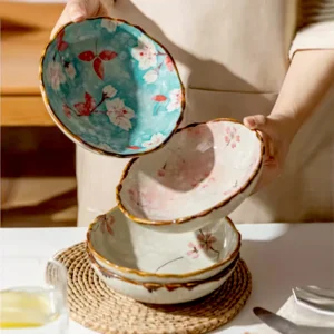 Kf s1f5a23304efc43f4b48c50eacf3b7f9dp 7 4inch ceramic dinner plates japanese retro deep round plate dinner plates pasta plate kitchen tableware