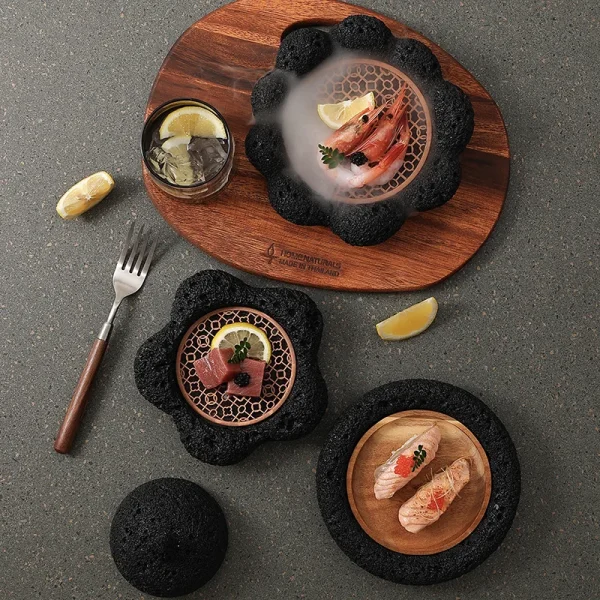 Kf S2c51cb32bb324501882900aecc4beb902 Japanese Tableware Rock Sushi Plate Coal Ball Volcanic Stone Swing Plate Steak Plate Hotel Creative Dining