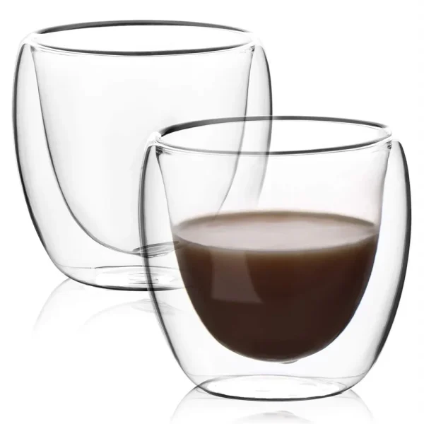 Kf S3a418ff4eb8847678c3d7ba3f2043affj 5 Sizes 6 Pack Clear Double Wall Glass Coffee Mugs Insulated Layer Cups Set For Bar