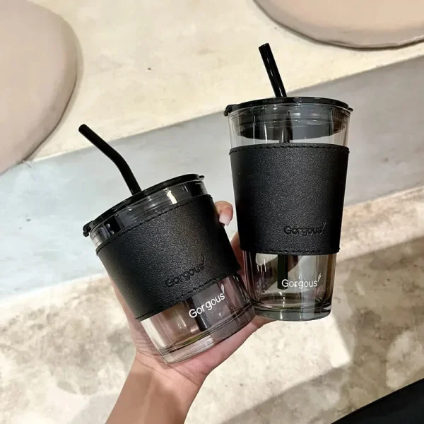 Kf S50c7e842180246a88201118c52872a5eq 350 450ml Coffee Straw Cup With Lid Heat Resistant Water Bottle Beer Drinkware Coffee Mug With