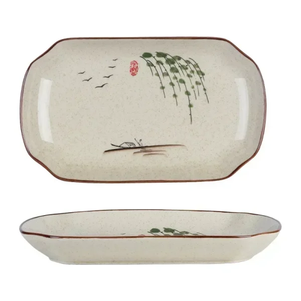 Kf S634c18e27f3d4f0da6576ce07afed91ct 12 Inch Fish Plate Japanese Tableware Underglaze Colored Ceramic Creative Sushi Plate For Household Use