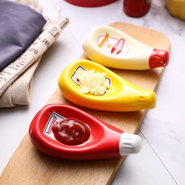 Kf S6a3314132f4d466c92d150f28a62ce811 Creative Cute Ceramic Seasoning Plate Lovely Bottle Shape Sauce Dish Food Grade Soy Dipping Bowl Delicate