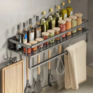 Kf S6a7f40f6b60849548494106d042429edb 1 Pc Multifunctional Kitchen Rack Spice Storage Rack Wall Mounted Kitchen Utensil Shovel Hook Rack For