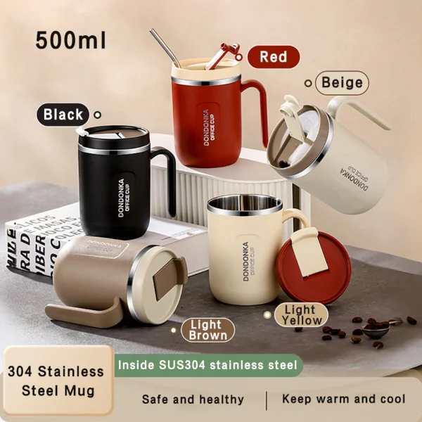 Kf S6bbe3debd877426582f6167f954fd964e 304 Stainless Steel Mugs Office Folding Spoon Portable Safe Healthy Leak Proof Handle Cup Couple Drink