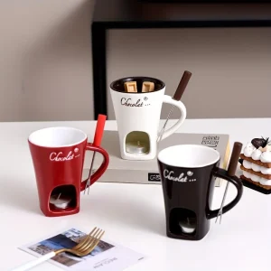 Kf S6e4b4f650eb74a5da214169a408908b2t 1pc 150ml 5oz Mugs Coffee Cup Ceramic Ice Cream Cheese Chocolate Melting Cup With Fork Heat