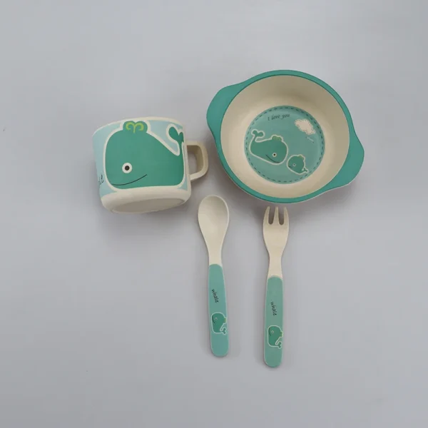 Kf S71782622398f4bc9b758cb239193b7706 Cute Cartoon Children Tableware Set Plate Bowl Spoon Fork Baby Feeding Non Slip Dishes Training Kitchen