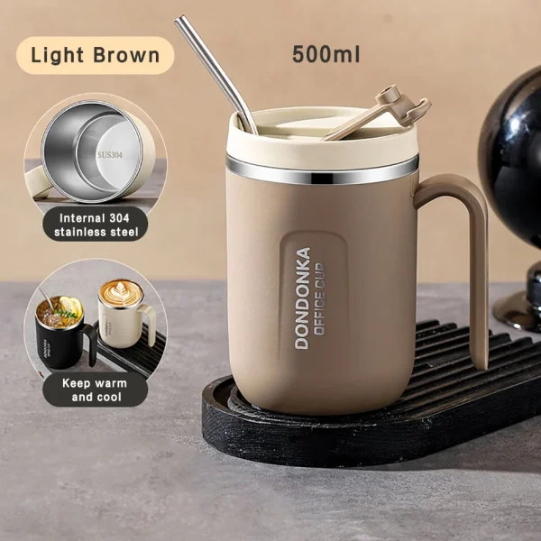 Kf S73ad96e5597346a7a37ceeeef9b1eea0p 304 Stainless Steel Mugs Office Folding Spoon Portable Safe Healthy Leak Proof Handle Cup Couple Drink