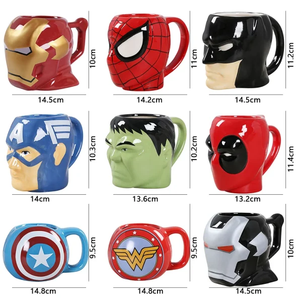 Kf S8e38fdafd35245f2bd23a7a736444e58z 450 500ml Ceramics Mug Marvel Avengers Iron Man The Hulk Super Captain America Batman Magical Woman