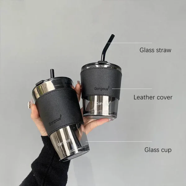 Kf S8ed7fa594b6c473fa8e1c6b8aa54aa1bx 350 450ml Coffee Straw Cup With Lid Heat Resistant Water Bottle Beer Drinkware Coffee Mug With