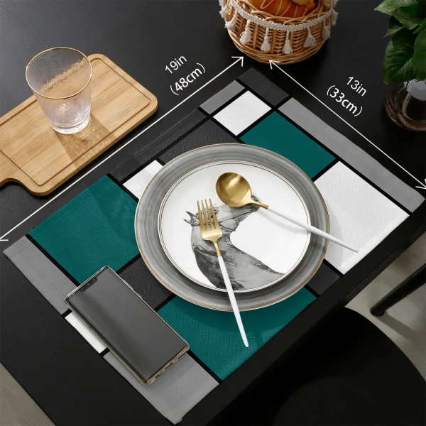 Kf s93cf567b8ea7420d869ebb68f74584acn geometry blue green abstract placemat for dining table tableware mats kitchen dish mat pad 4 6pcs
