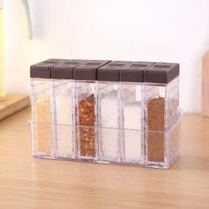 Kf S9e20aabae6c24005931f7460031cf1158 Transparent Spice Seasoning Storage Box 6pcs Set Kitchen Supplies Salt Pepper Seasoning Bottle Multi Purpose Storage