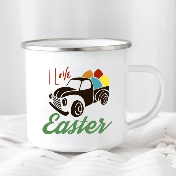 Kf Sa45efb0b9f66421bbb8a2ea6fa9ec8f9c Happy Easter Creative Enamel Coffee Mugs Cartoon Truck Rabbit Egg Drink Juice Cups Outdoor Camping Travel