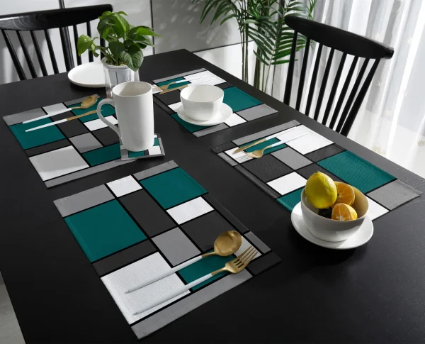 Kf sace8d3e38f5d42269d8f99433ea9e12fa geometry blue green abstract placemat for dining table tableware mats kitchen dish mat pad 4 6pcs