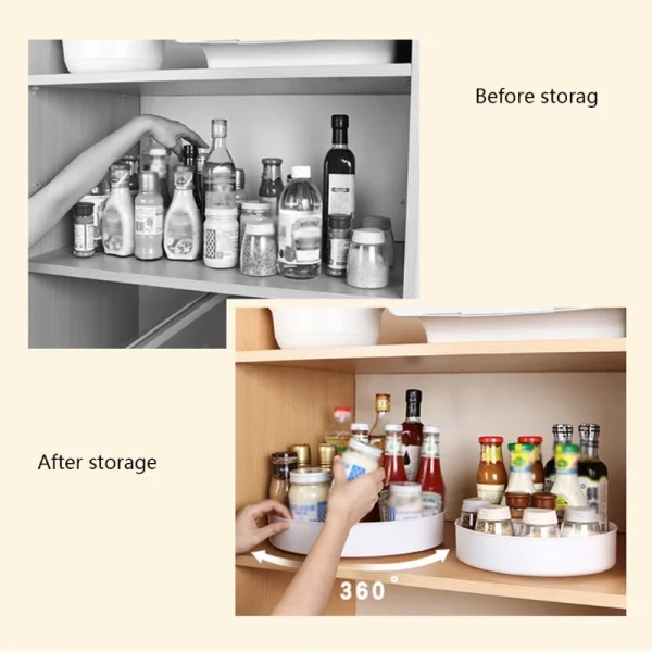 Kf Sc9834db12cf546899a3d1e5334eeb2a8z 360 Degree Rotating Cabinet Organizer Kitchen Bathroom Cosmetic Turntable Storage Tray Non Slip Spice Round Rack