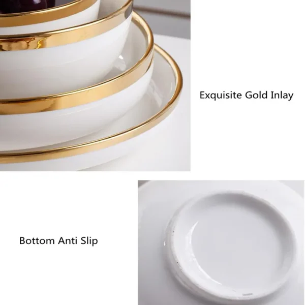 Kf Sd506fd29a4f244b58ebd934f40b35a929 Nordic Style Gold Inlay Bright White Porcelain Dinner Sets Ceramic Bowl Dish Plates Set Porcelain Dinnerware