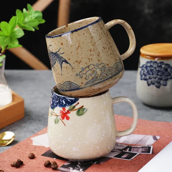 Kf Sd76865bbbbe542a6852c83f7d27f38710 380ml Japanese Retro Style Ceramic Coffe Mug Kiln Glaze Milk Breakfast Cups Home Teacup Tumbler Water