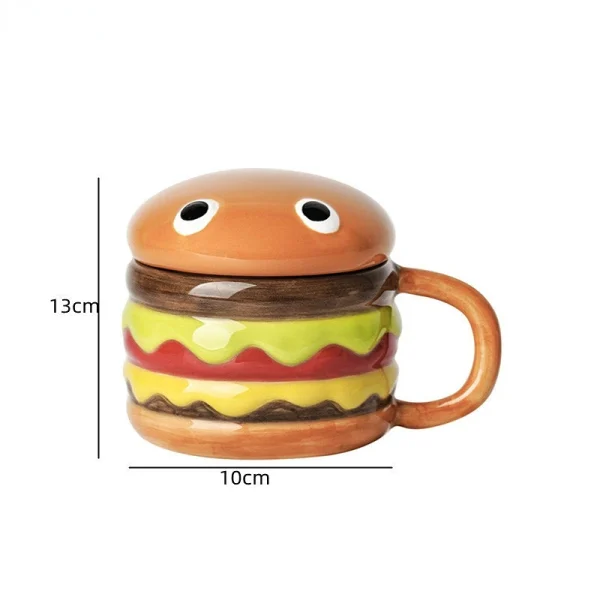 Kf Sd80bcece3c8b489498cfe77f6fc7195dj 300ml Ceramic Cup Creative Hamburger Coffee Cup Cute Cartoon Children S Mug Breakfast Oatmeal Milk Cups