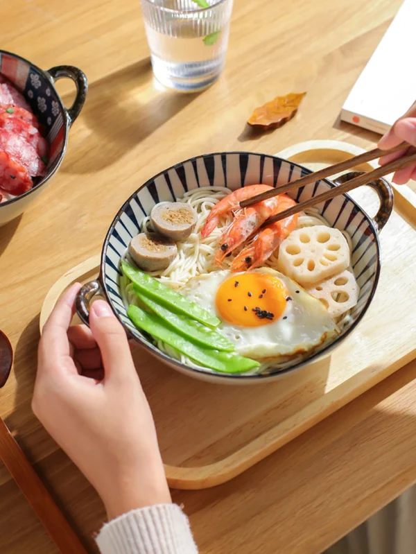 Kf sd8878db075b544da9da0f93c25f2b106a 7 5inch japanese household noodle bowl ceramic soup bowl with handle salad pasta bowl kitchen tableware