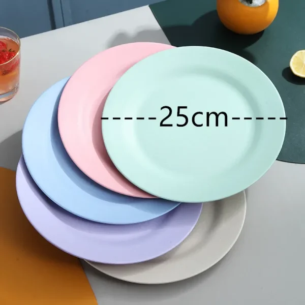 Kf Sf2224e7be8214fe0a661ebc012d50765l 25cm Plates Dinnerware Wheat Straw Plates Unbreakable Lightweight Dinner Reusable Plastic Plate Set Set Dinner Plates