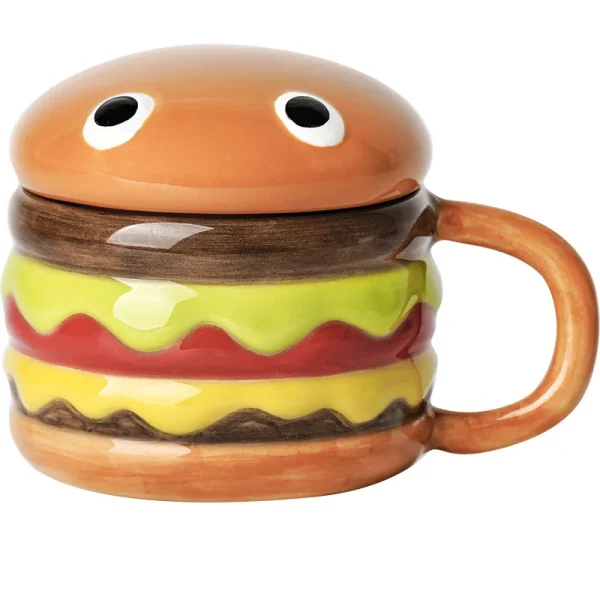 Kf Sf861e293ac264130b4cbd97dcb58e6d0f 300ml Ceramic Cup Creative Hamburger Coffee Cup Cute Cartoon Children S Mug Breakfast Oatmeal Milk Cups