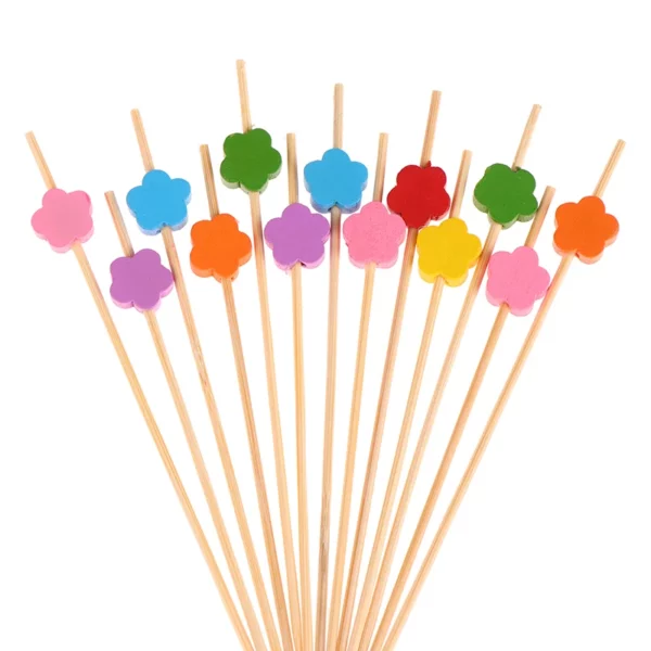 100pcs Cute Plum Bamboo Skewers Food Cocktail Picks Buffet Fruit Cupcake Fork Sticks Party Table Decor 1